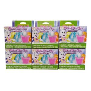 PAAS Glitter Easter Egg Decorating Kit Cups 6 Lot Dye Tablets Dipper Crayon NEW